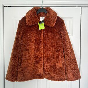 NWT - Sam Edelman Heavy Collar Butter Teddy Jacket - Large - Cognac